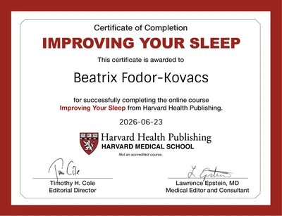 Zertifikat – Improving Your Sleep, Harvard Health Publishing · Harvard Medical School